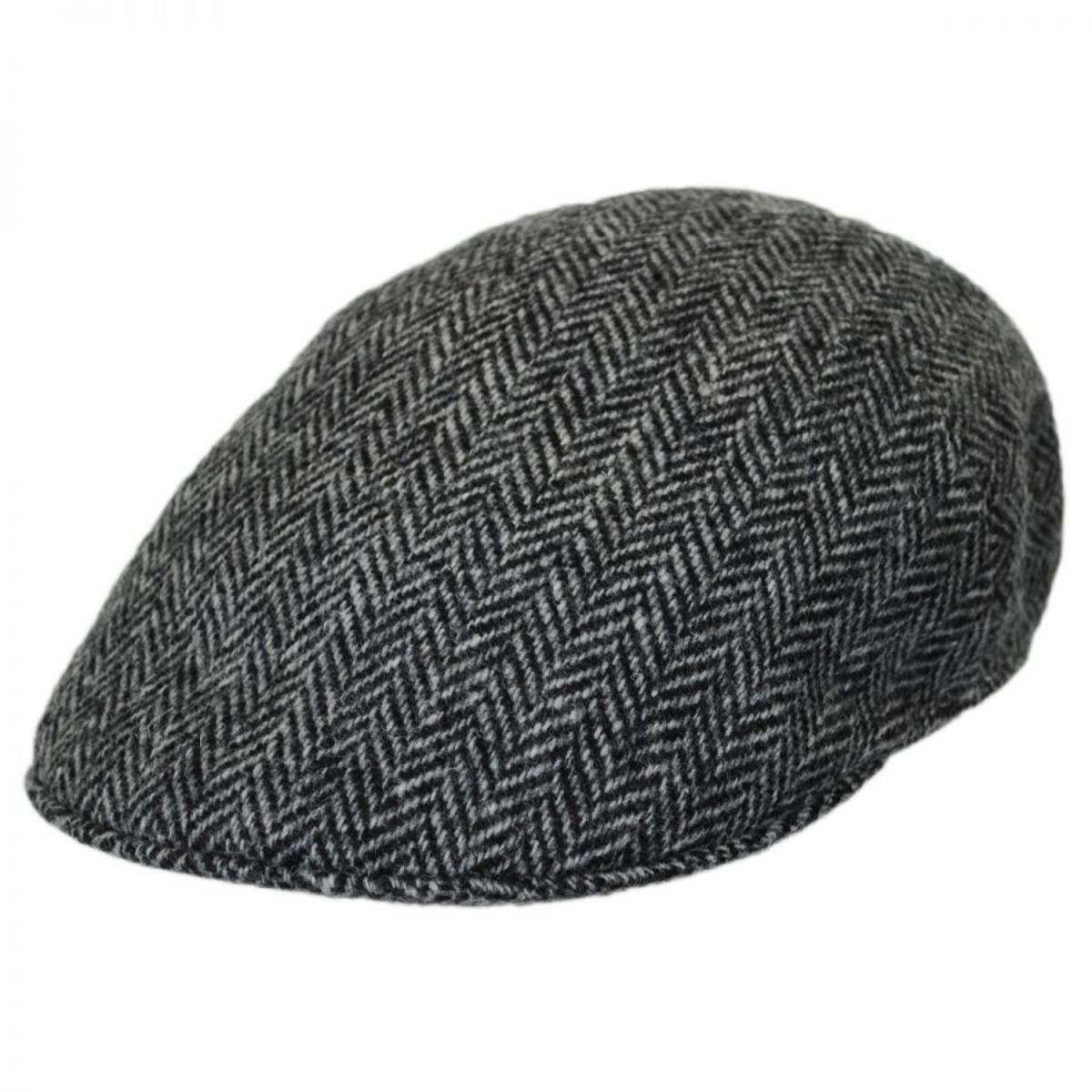 Stefeno Hats | Herringbone Harris Tweed Wool Ascot Cap | 171528 | lead | GREY