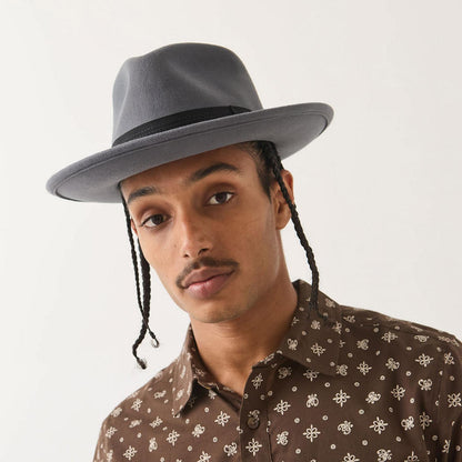 BRIXTON HATS | Eames Wool Felt Fedora Hat | 135675 | lsmone | FUTURE GREY/BLACK