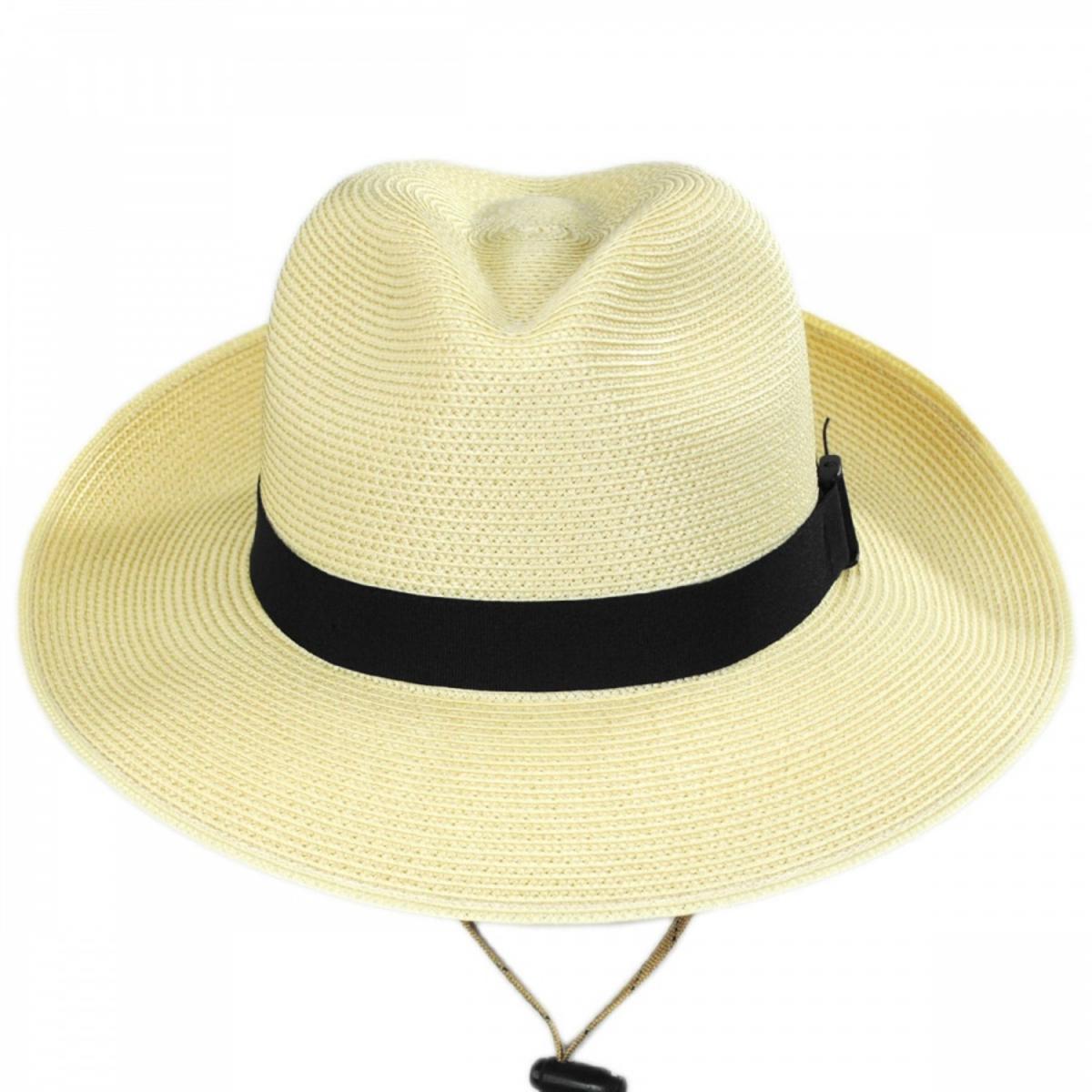 San Francisco Hat Co. | Joe TechStraw Fedora Hat | 401606 | front | NATURAL/BLACK