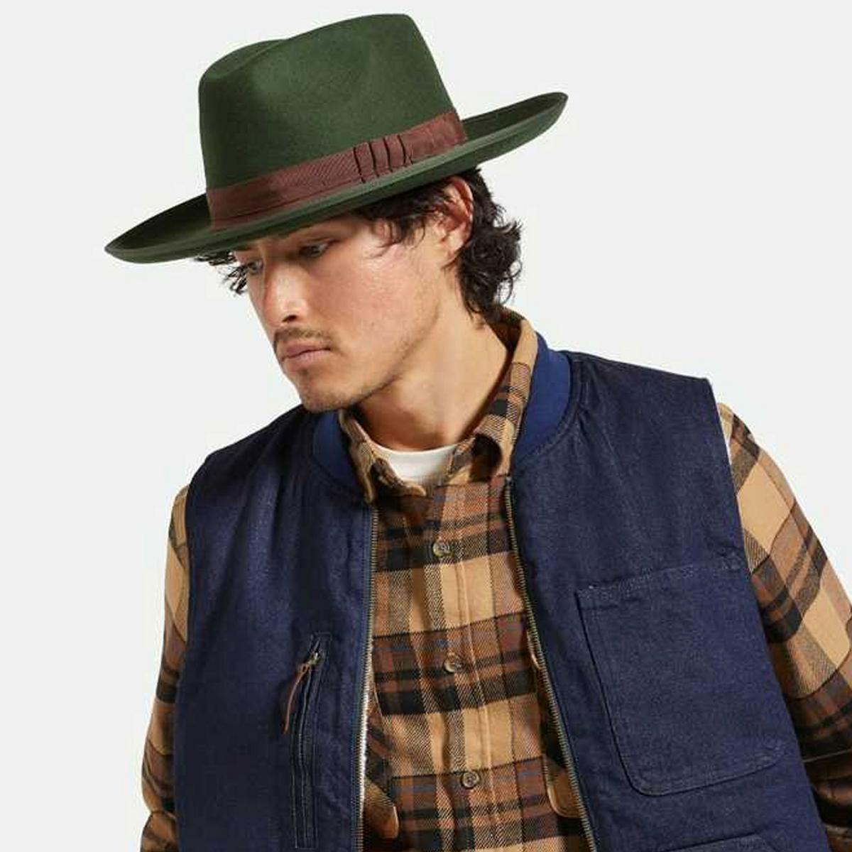 BRIXTON HATS | Reno Wool Felt Fedora Hat | 135651 | lsmone | MOSS/BROWN