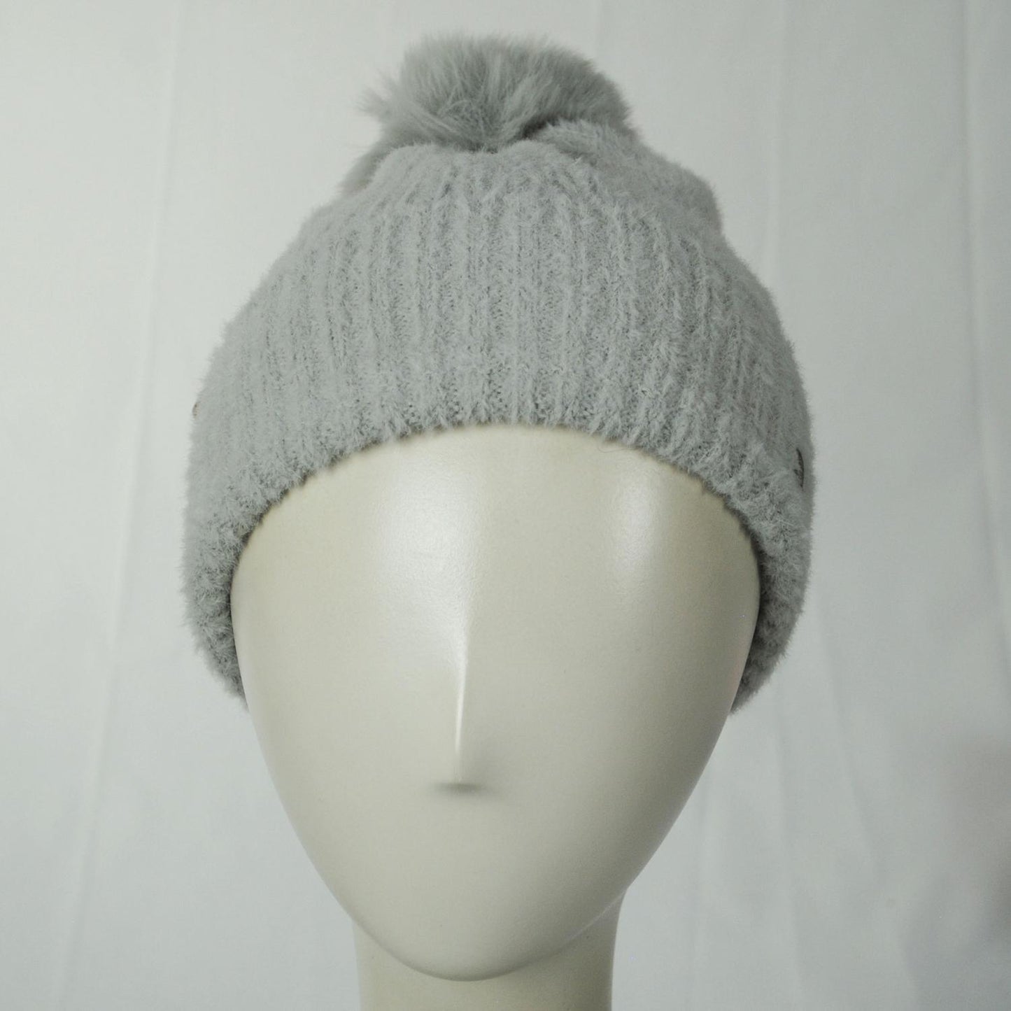 Scala | Luciane Pom Satin Beanie Hat | 500049 | front | GREY