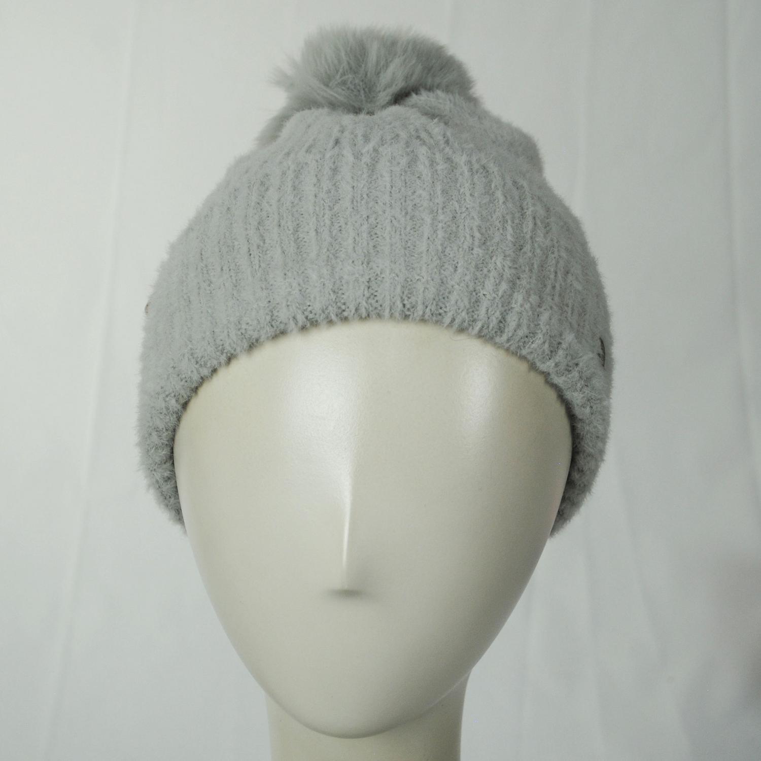 Scala | Luciane Pom Satin Beanie Hat | 500049 | front | GREY