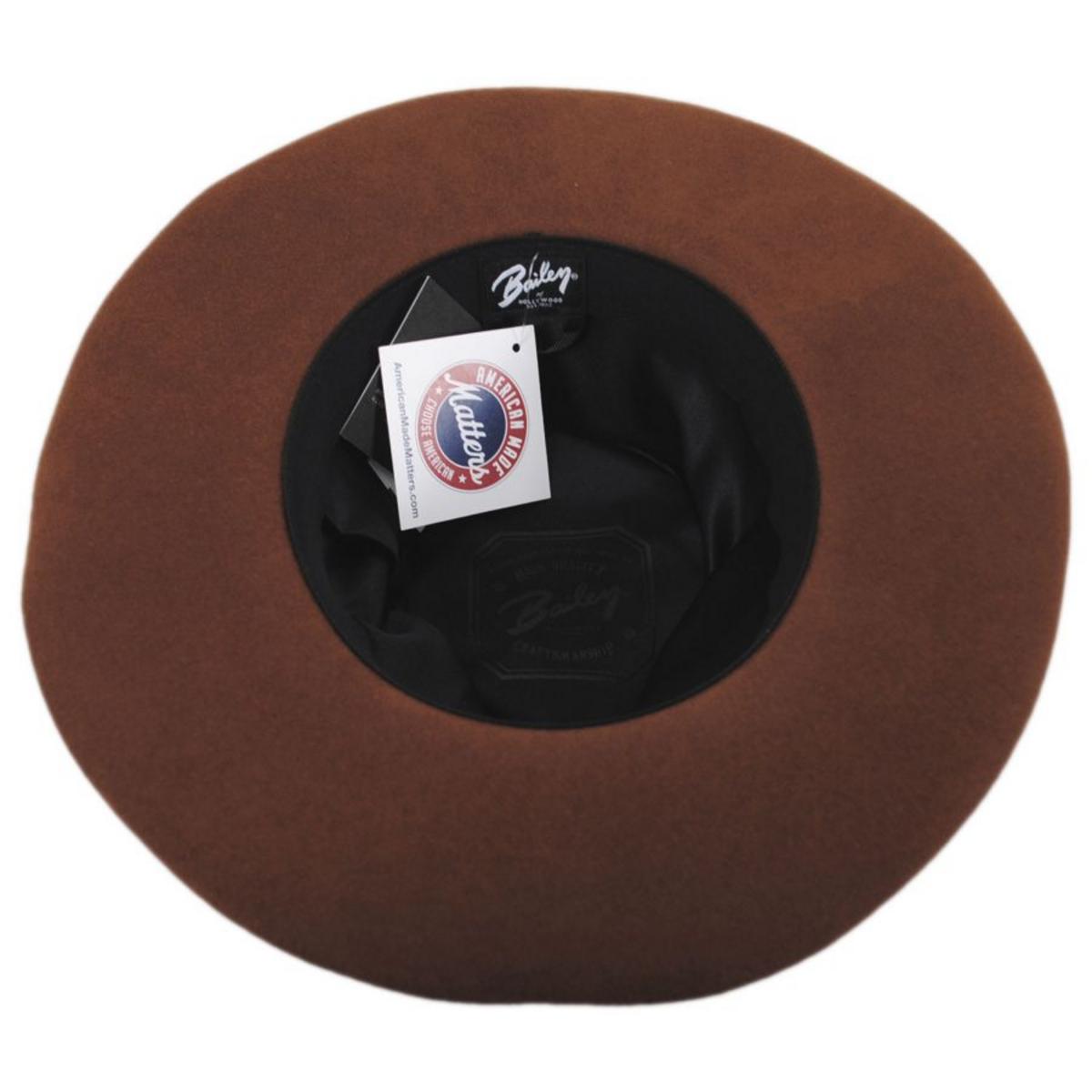 Bailey 1922 | Barksdale Polished Wool Felt Fedora Hat | 130362 | under | WHISKEY