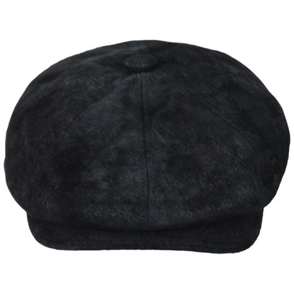 Scala | Rustic Leather Newsboy Cap | 160294 | front | BLACK