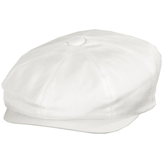 Baskerville Hat Company | Glasbury Cotton Herringbone Newsboy Cap | 167681 | lead | IVORY