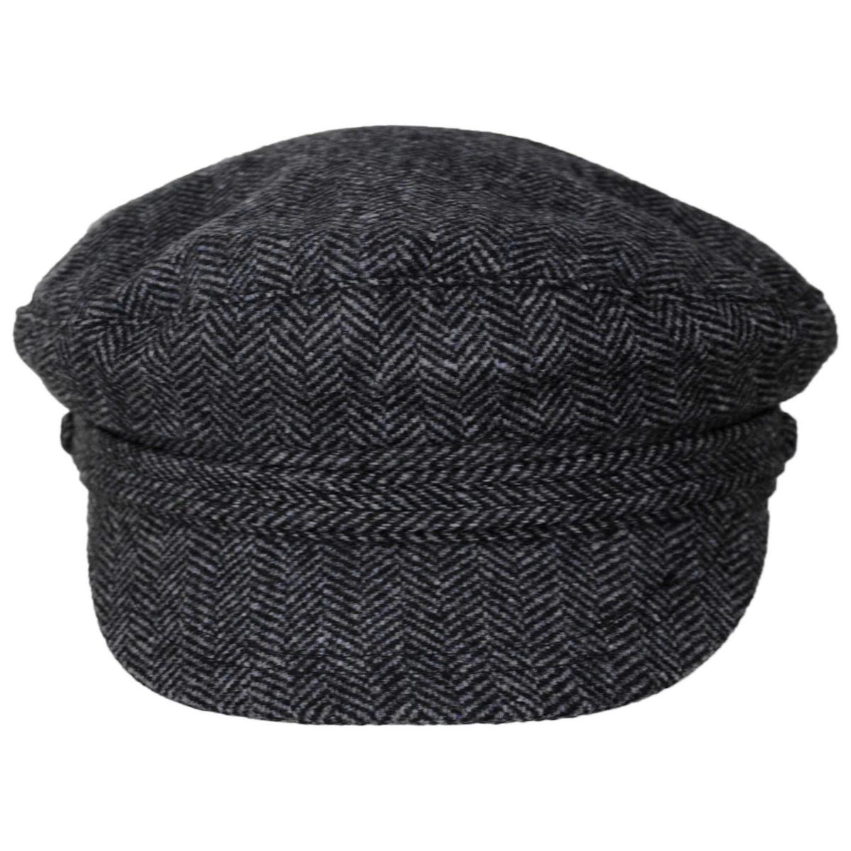 Jaxon Hats | Herringbone Wool Blend Fiddler's Cap | 181019 | front | CHARCOAL
