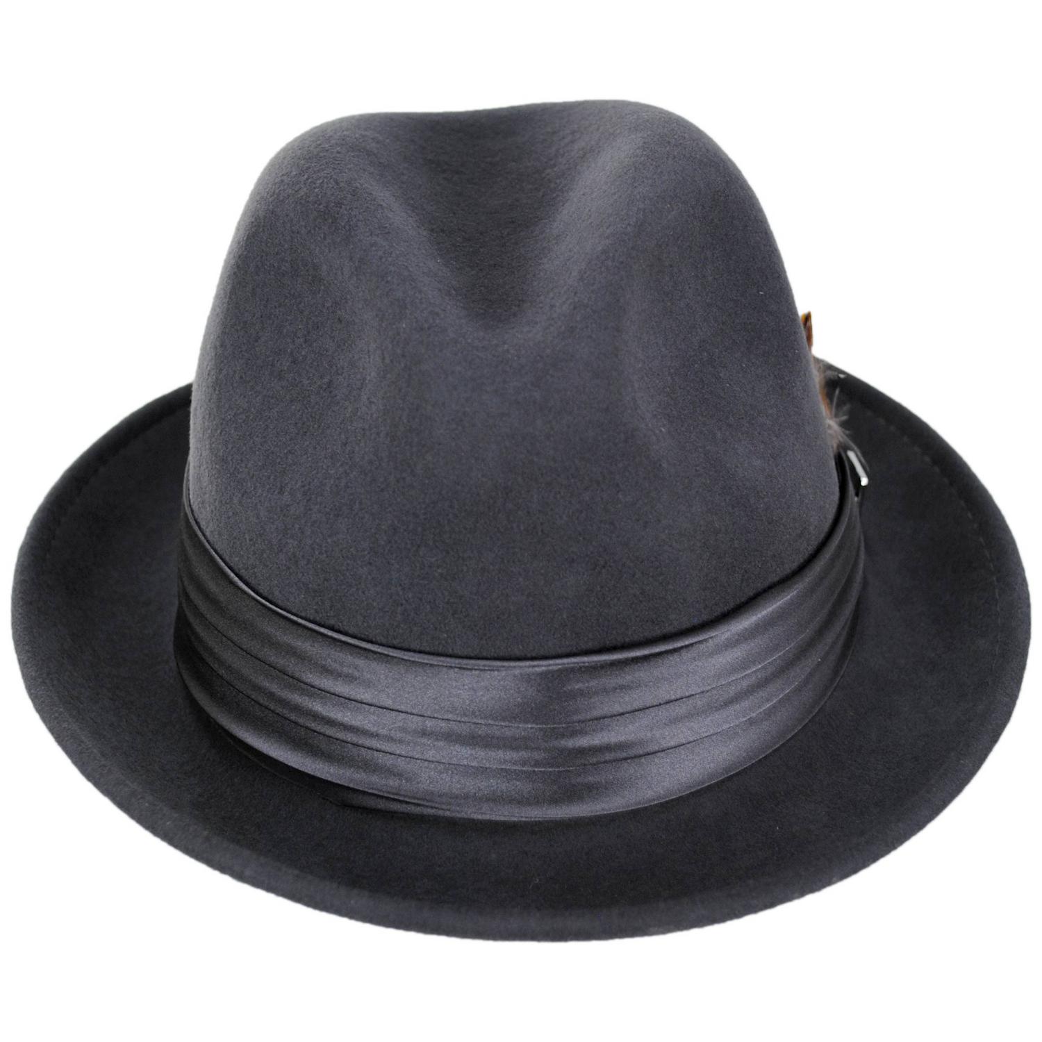 Stacy Adams | Crushable Wool Felt Fedora Hat | 130456 | front | GREY