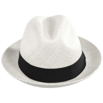 Jaxon Hats | Wholesale Panama Straw Trilby Fedora Hat B2B Pre-Pack | B2B127106 | front | BLEACH