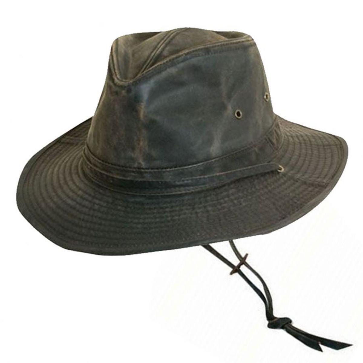 Dorfman Pacific | Weathered UPF 50+ Cotton Outback Hat | 400226 | lead | BROWN