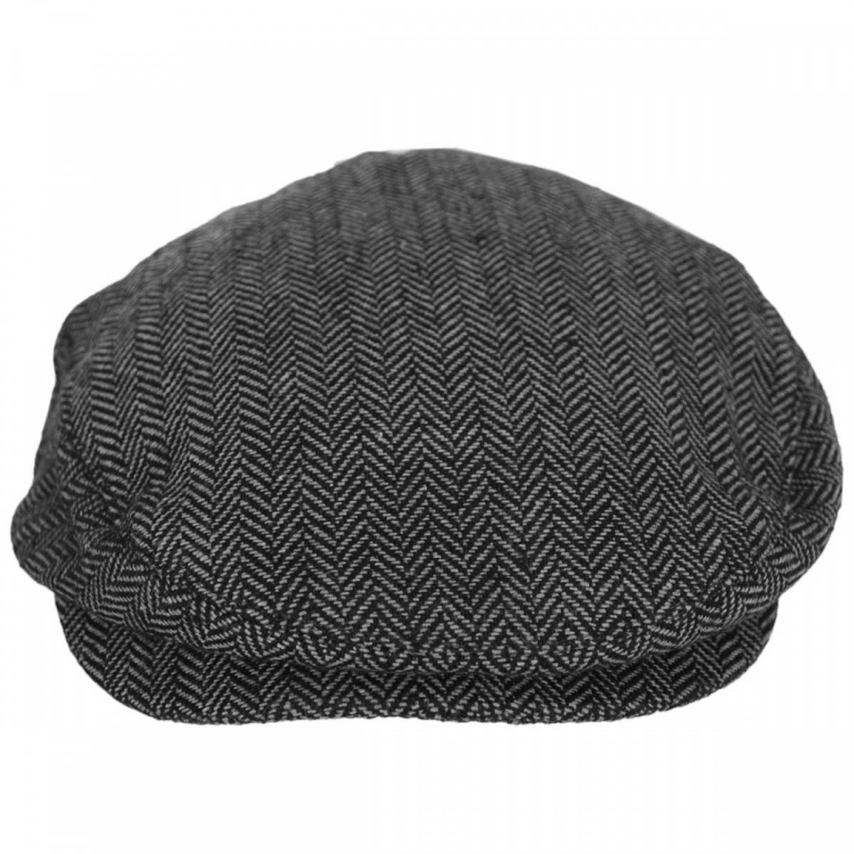 BRIXTON HATS | Hooligan Herringbone Wool Blend Ivy Cap | 161516 | front | GREY/BLACK