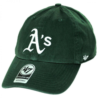 47 Brand | Oakland Athletics MLB Clean Up Strapback Baseball Cap Dad Hat | 203122 | lead | DARK GREEN