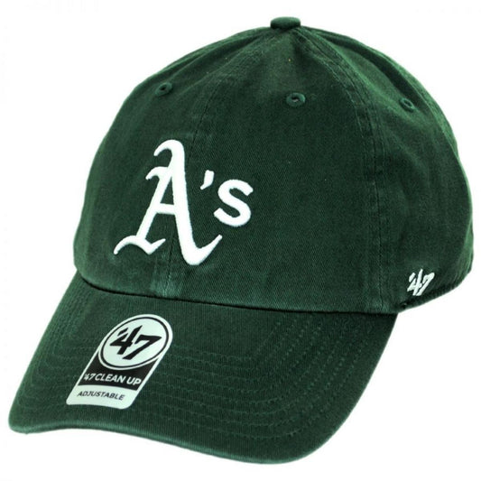 47 Brand | Oakland Athletics MLB Clean Up Strapback Baseball Cap Dad Hat | 203122 | lead | DARK GREEN