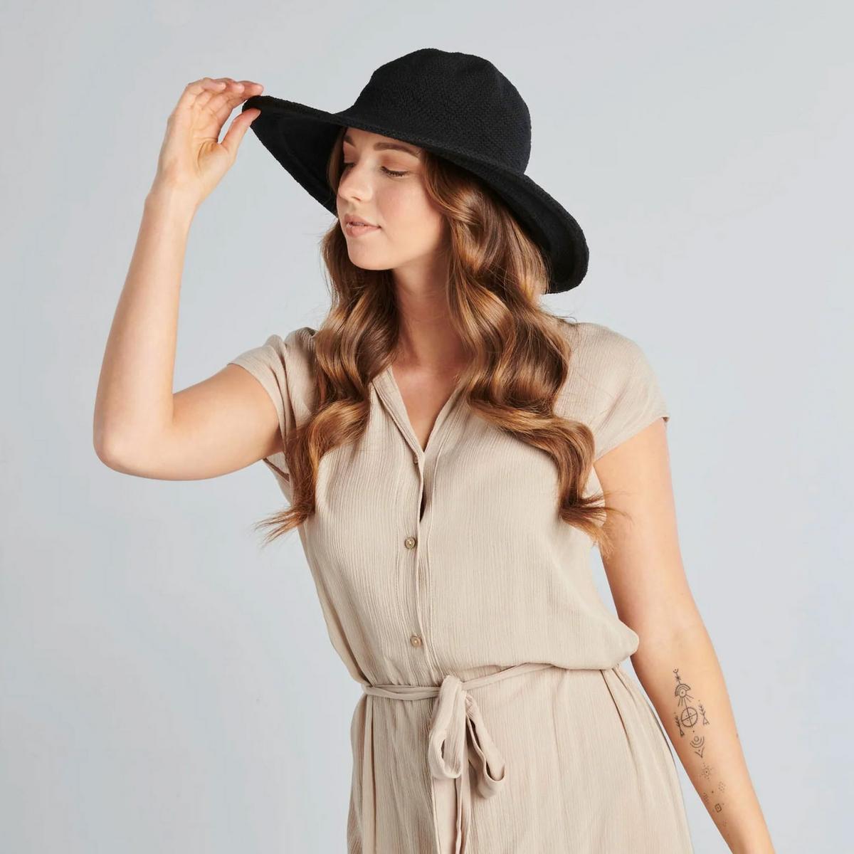 San Diego Hat Company | Bali Cotton Crochet Sun Hat  | 108934 | lsfone | BLACK
