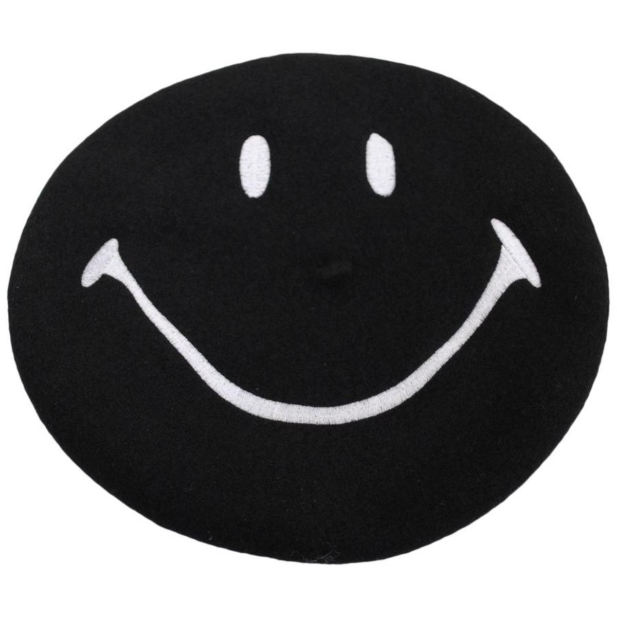 Heritage par Laulhere | Smiley 50th Anniversary Wool Beret | 151075 | top | BLACK/WHITE