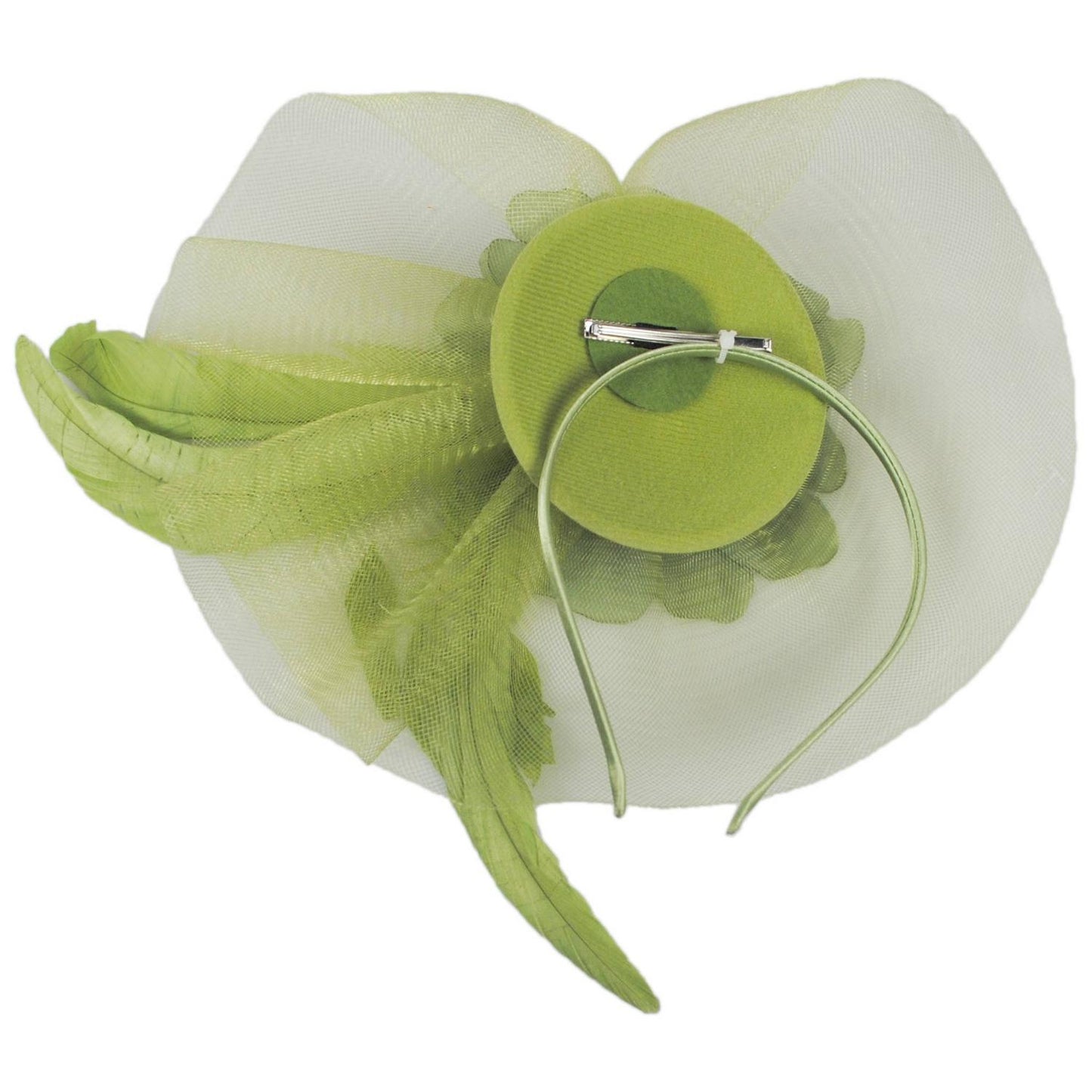 Sophia | Peony and Feathers Fascinator Hat | 122907 | under | OLIVE