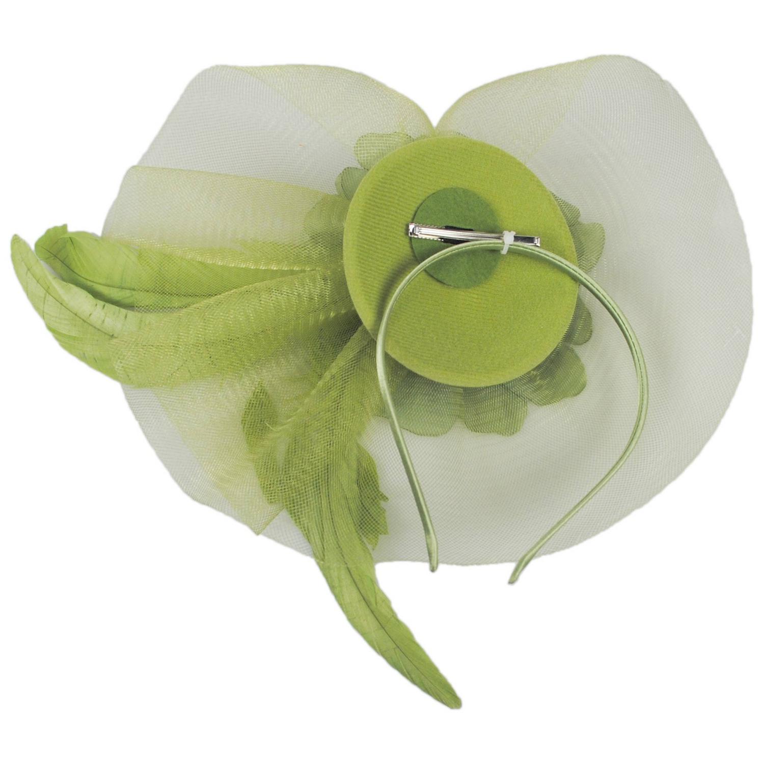 Sophia | Peony and Feathers Fascinator Hat | 122907 | under | OLIVE