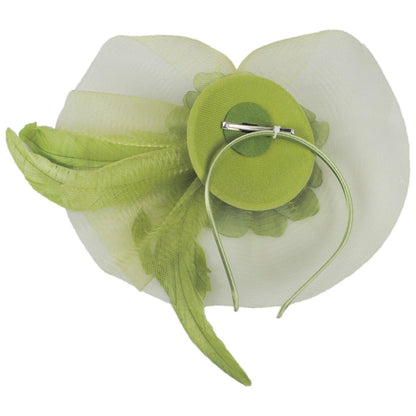 Sophia | Peony and Feathers Fascinator Hat | 122907 | under | OLIVE
