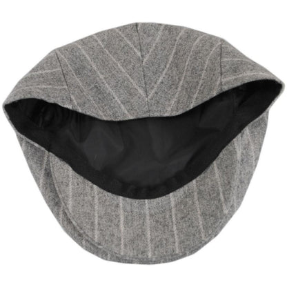 Baskerville Hat Company | Regency Wool Pinstripe Ivy Cap | 167669 | under | SILVER