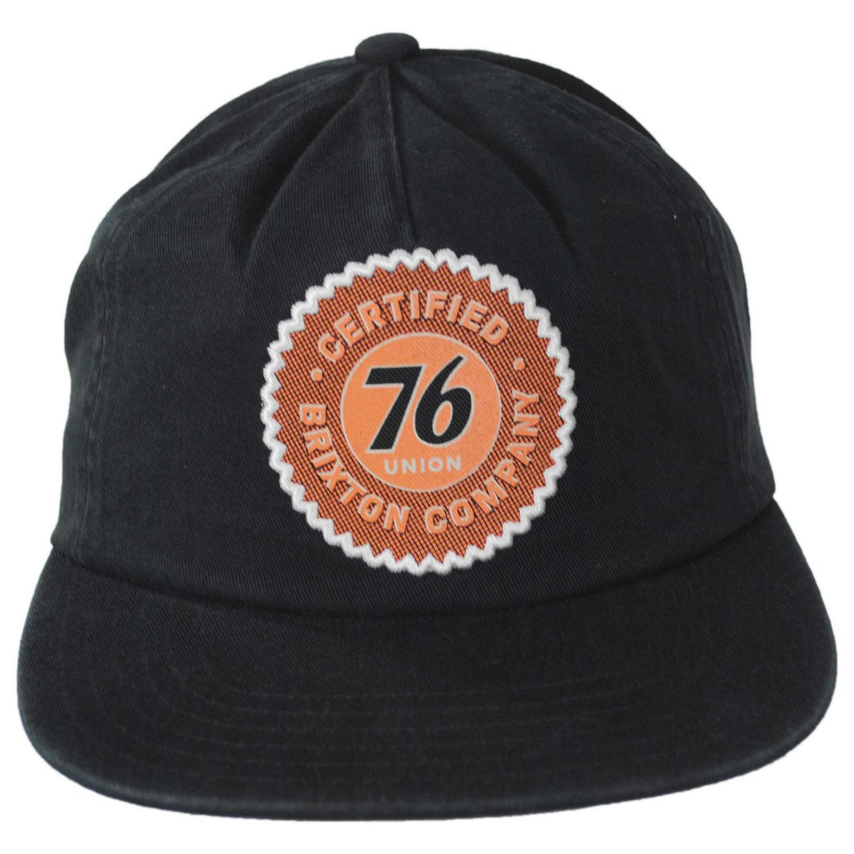 BRIXTON HATS | 76 Certified Cotton Snapback Baseball Cap | 201697 | front | WASHED BLACK