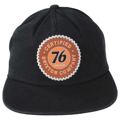 BRIXTON HATS | 76 Certified Cotton Snapback Baseball Cap | 201697 | front | WASHED BLACK