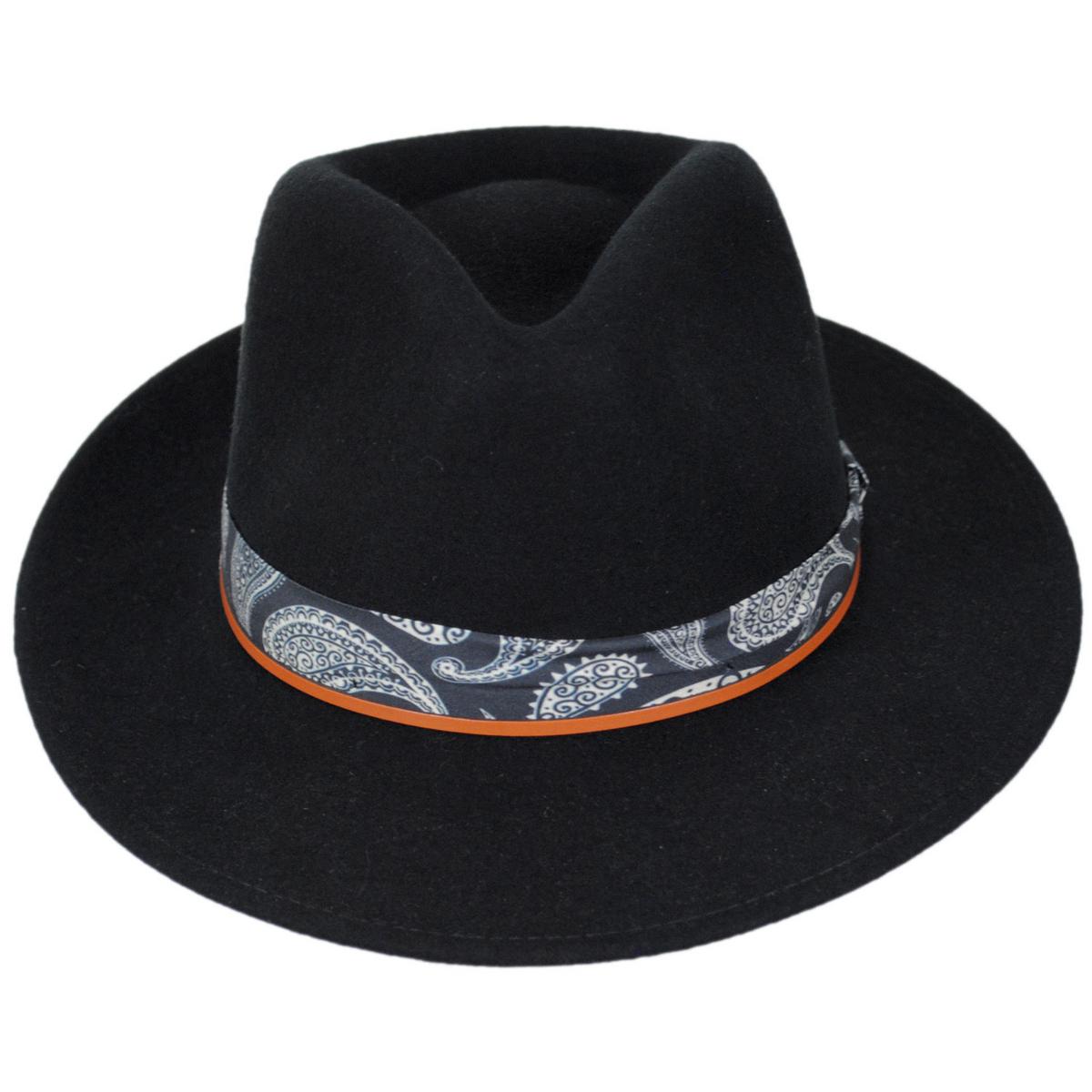 Bigalli | Lash Wool Felt Fedora Hat | 131441 | front | BLACK