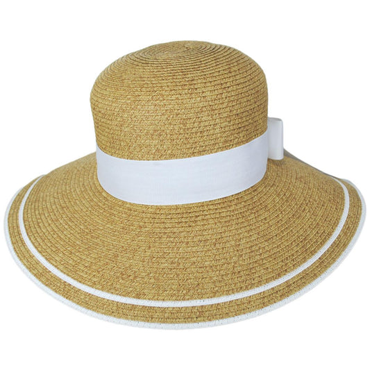Toucan Collection | Backbow Toyo Straw Lampshade Dress Hat - Made to Order | 121645 | lead | NATURAL/WHITE