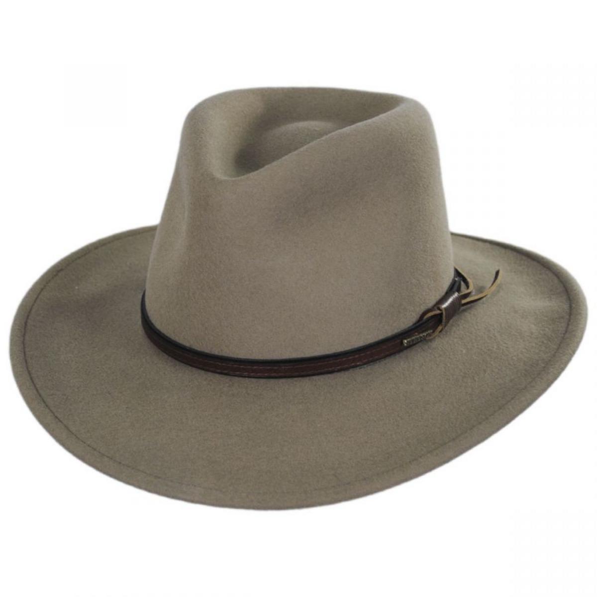 Stetson | Bozeman Crushable Wool Felt Outback Hat | 130692 | lead | MUSHROOM