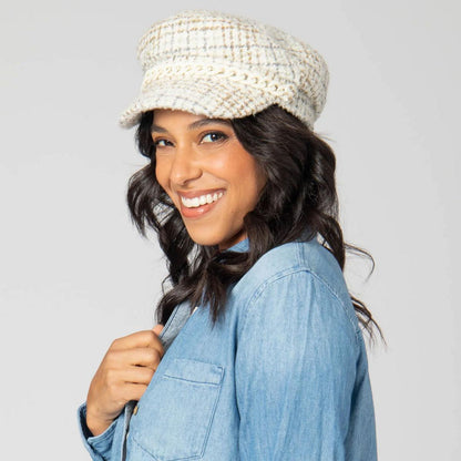 San Diego Hat Company | Emmy Lou Tweed Cabbie Cap | 108655 | lsmone | IVORY