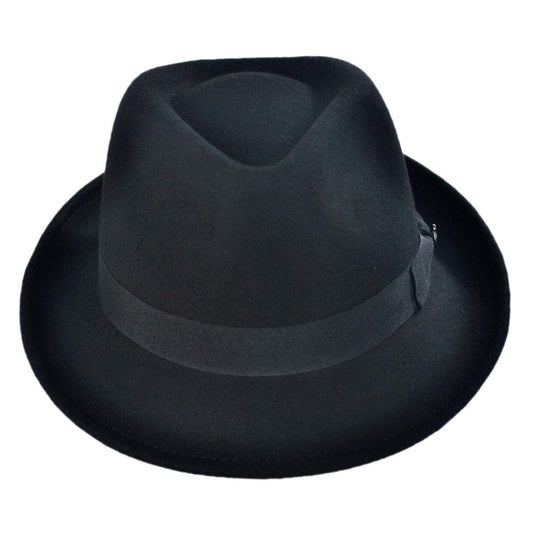 Jaxon Hats | Wholesale Detroit Wool Felt Trilby Fedora Hat B2B Pre-Pack | B2B132015 | front | BLACK