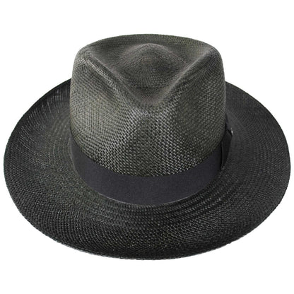 Jaxon Hats | Slicker Grade 8 Panama Straw Fedora Hat | 127151 | front | BLACK