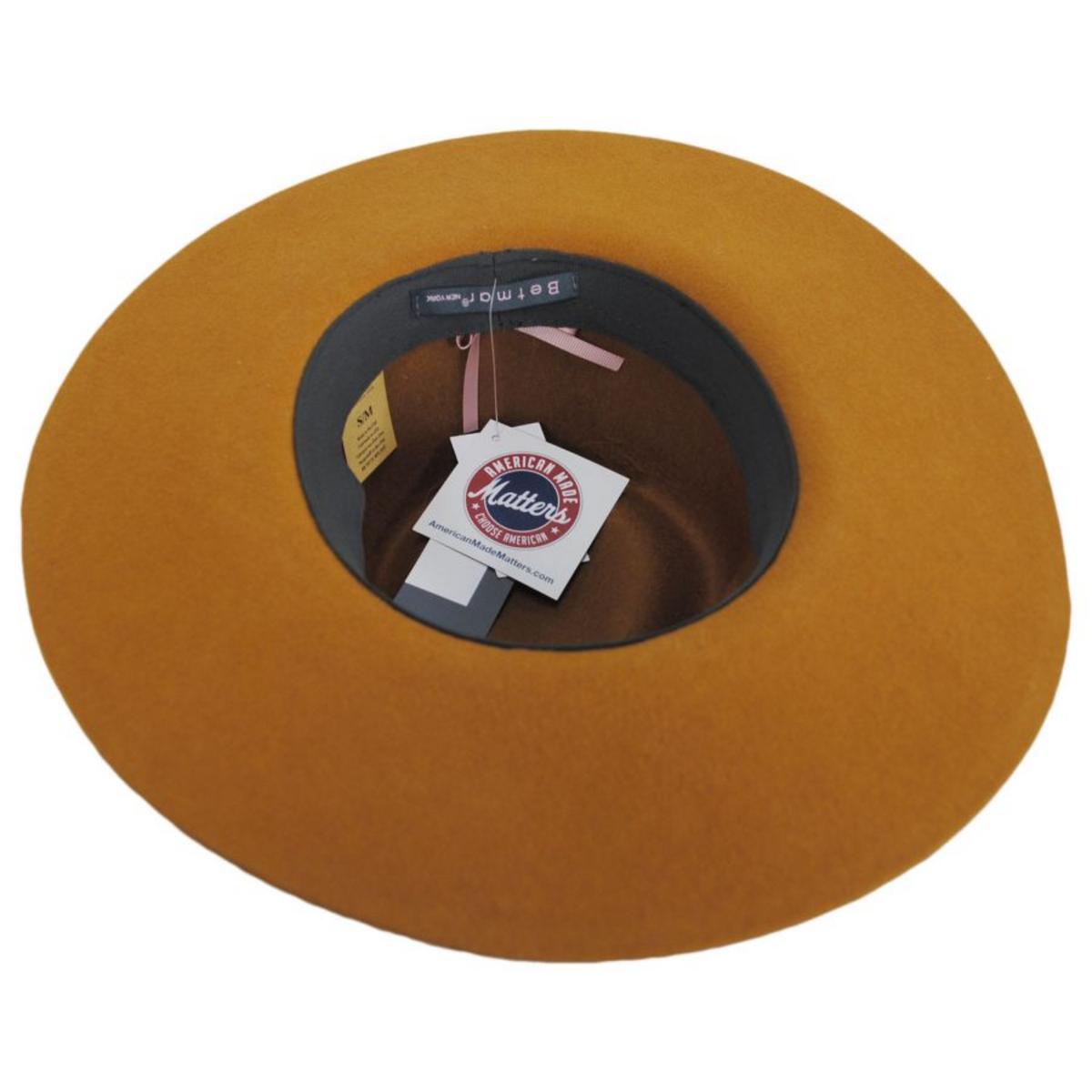 Betmar | Georgia Wide Brim Wool Felt Fedora Hat | 123173 | under | WHISKEY