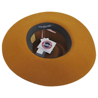 Betmar | Georgia Wide Brim Wool Felt Fedora Hat | 123173 | under | WHISKEY