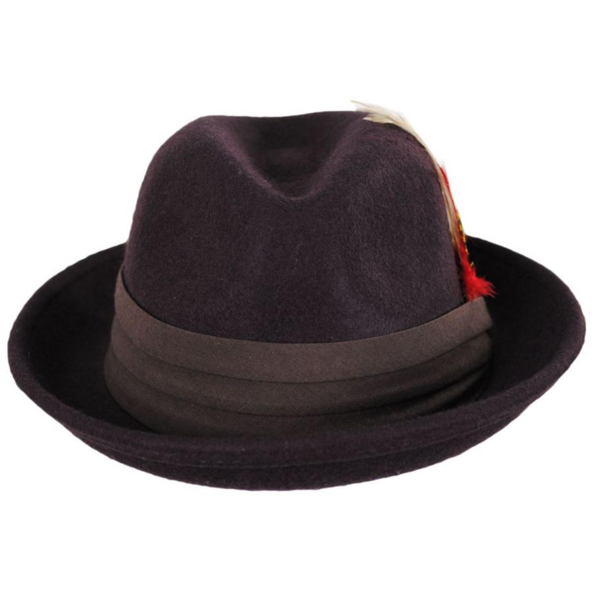 Capas Headwear | Kid's Blues Crushable Wool Felt Trilby Fedora Hat | 507403 | front | BROWN