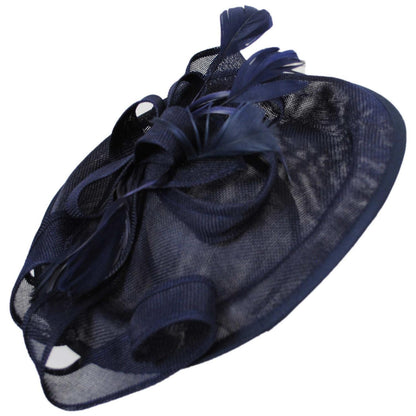 Sophia | Ribbon & Flax Linen Fabric Fascinator Hat | 122904 | lead | NAVY