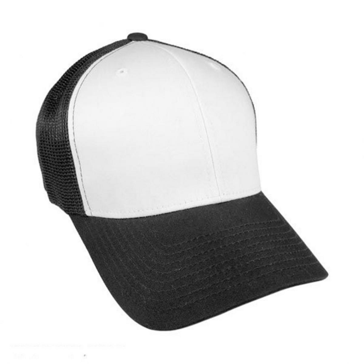 Flexfit | White Front Trucker Fitted FlexFit Baseball Cap | 221511 | lead | BLACK/WHITE