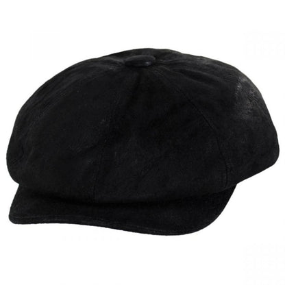 Jaxon Hats | Leather Newsboy Cap | 170201 | lead | BLACK