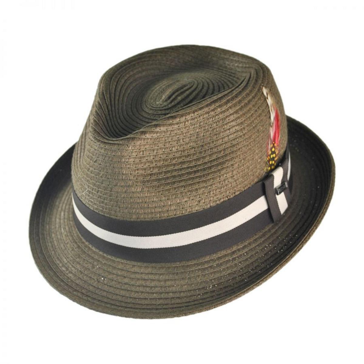 Jaxon Hats | Ridley Toyo Straw Trilby Fedora Hat | 129000 | lead | OLIVE GREEN