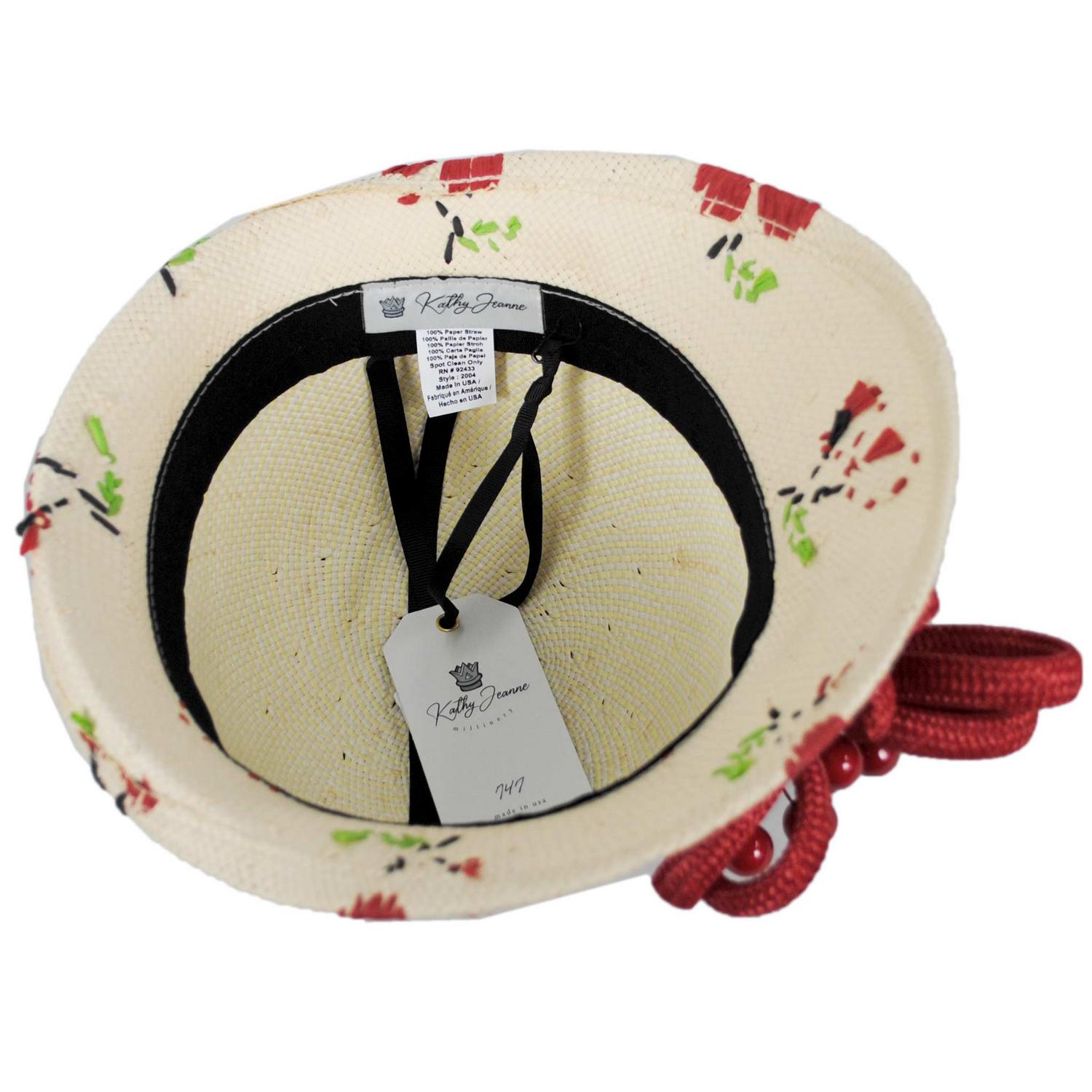 Kathy Jeanne | Cerise Toyo Straw Profile Cloche Hat | 100715 | under | CHERRY
