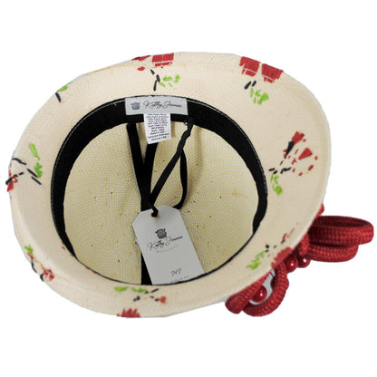Kathy Jeanne | Cerise Toyo Straw Profile Cloche Hat | 100715 | under | CHERRY