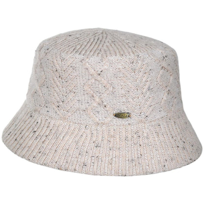 Scala | Aran Cable Knit Wool Blend Bucket Hat | 106447 | profile | OATMEAL