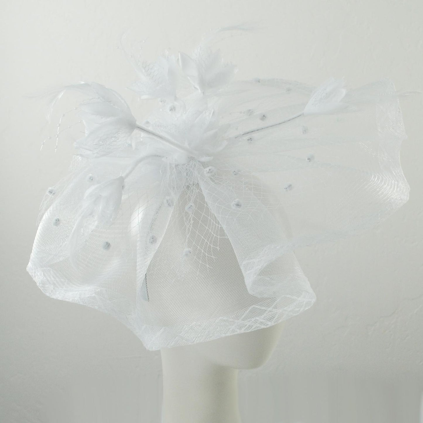 Sophia | Floral Feathered Mesh Fascinator Hat | 122906 | profile | WHITE