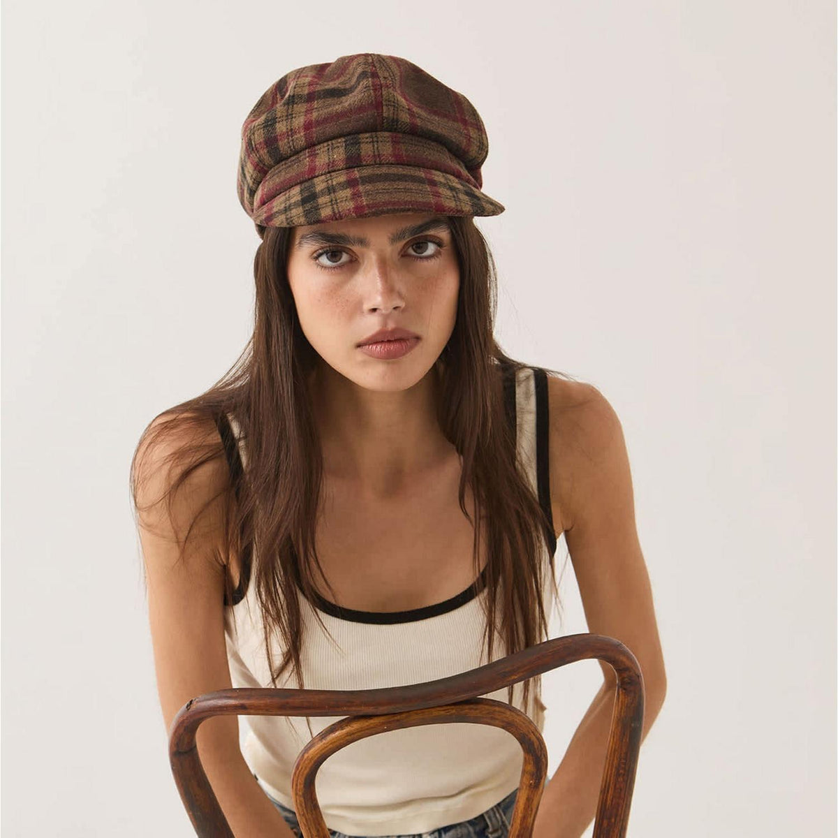 BRIXTON HATS | Bailey Plaid Spitfire Newsboy Cap | 161525 | lsftwo | SAND/RED/BROWN