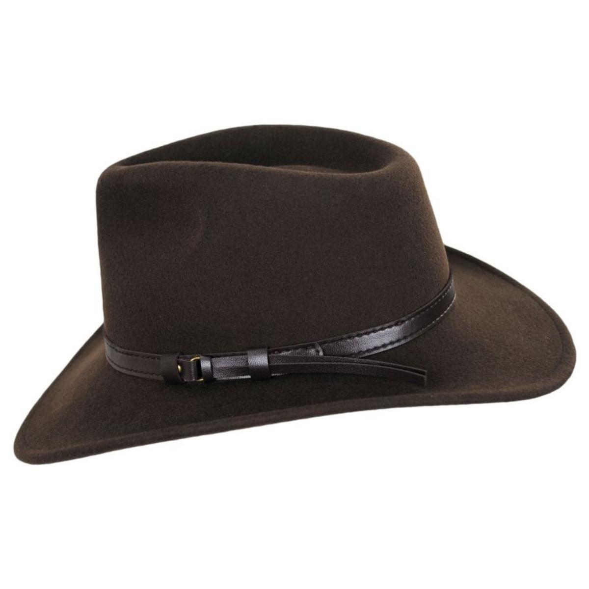 Jaxon Hats | Crushable Wool Felt Outback Hat | 135002 | profile | OLIVE GREEN