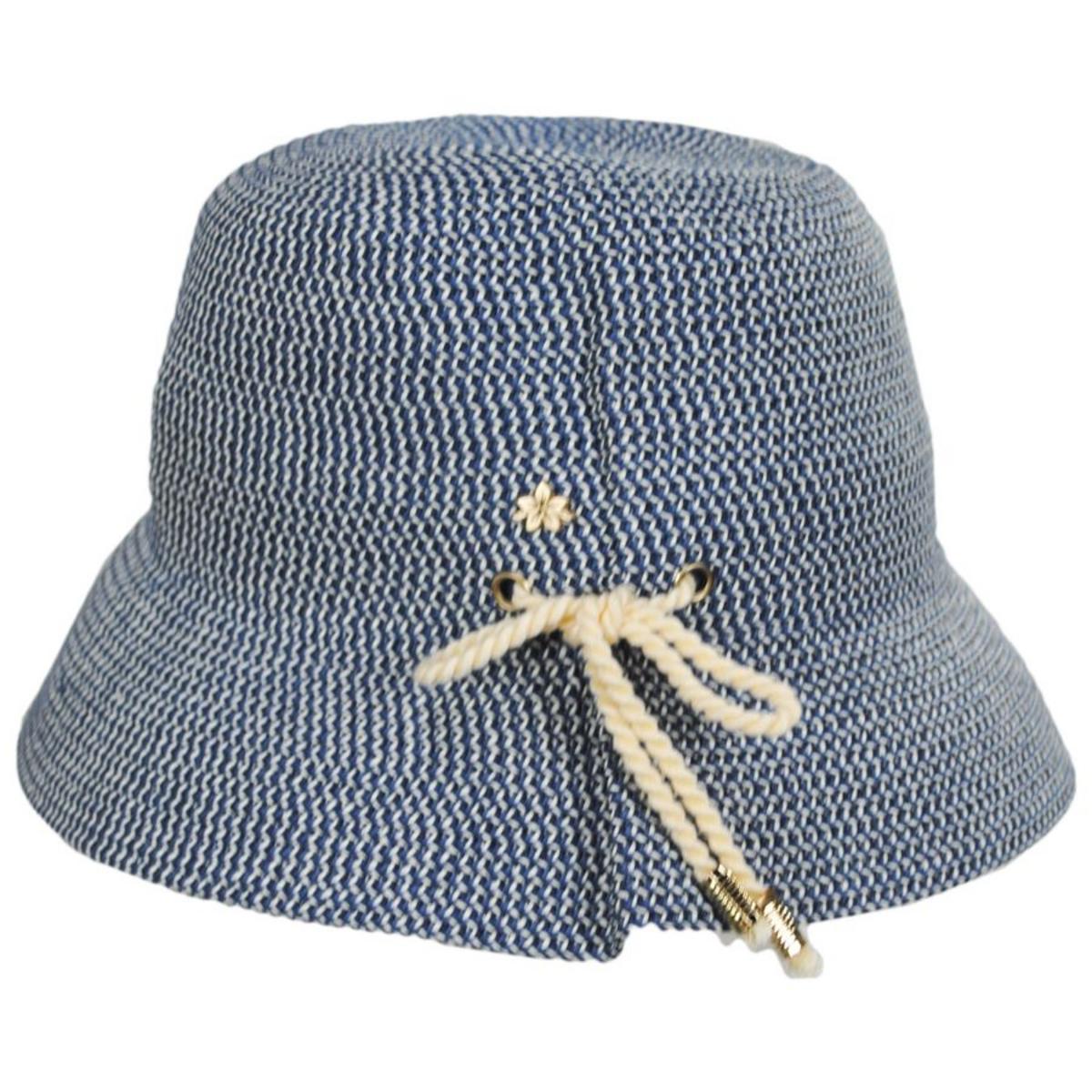 Cappelli | Edwina Toyo Straw Bucket Hat | 101280 | profile | NAVY