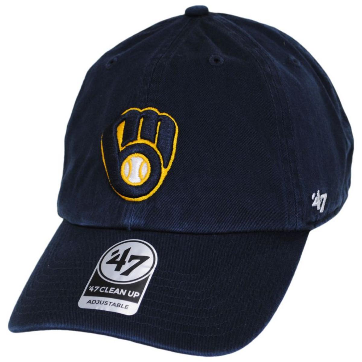 47 Brand | Milwaukee Brewers MLB Clean Up Strapback Baseball Cap Dad Hat | 203203 | lead | NAVY