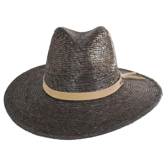 BRIXTON HATS | Field Proper Palm Straw Fedora Hat | 128337 | front | DARK EARTH/NATURAL
