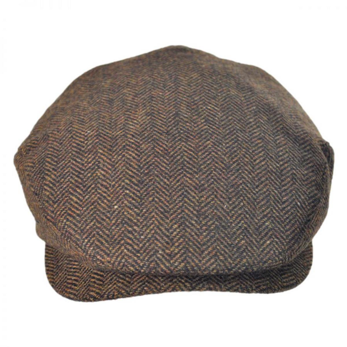 Jaxon Hats | Square Bill Herringbone Wool Ivy Cap | 167755 | front | BROWN