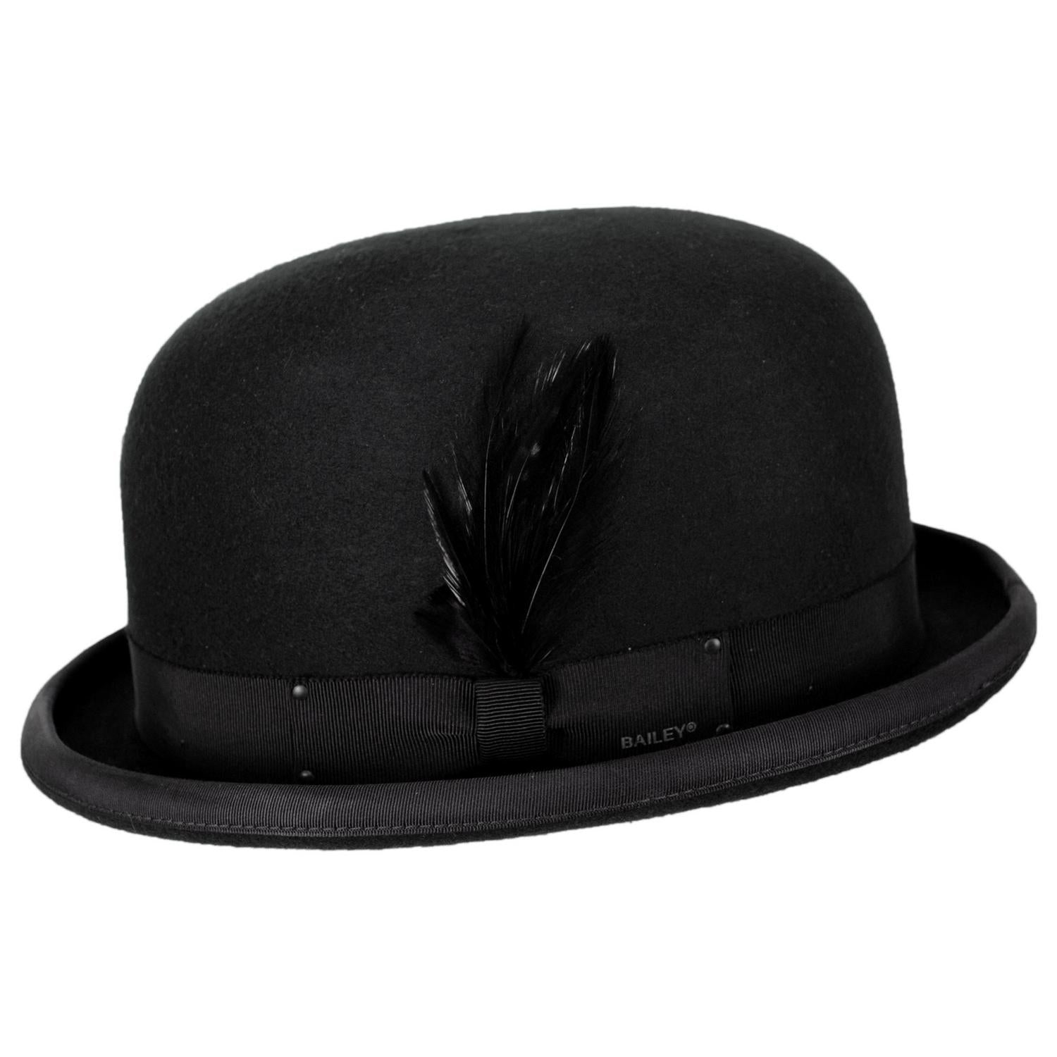 Bailey 1922 | Heritage Harker Wool Felt Bowler Hat | 130032 | profile | BLACK