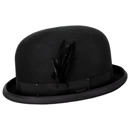 Bailey 1922 | Heritage Harker Wool Felt Bowler Hat | 130032 | profile | BLACK