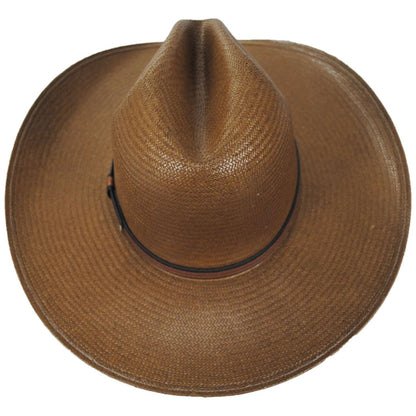 Stetson | Bellmont Shantung Straw Gus Western Hat | 127064 | top | COGNAC